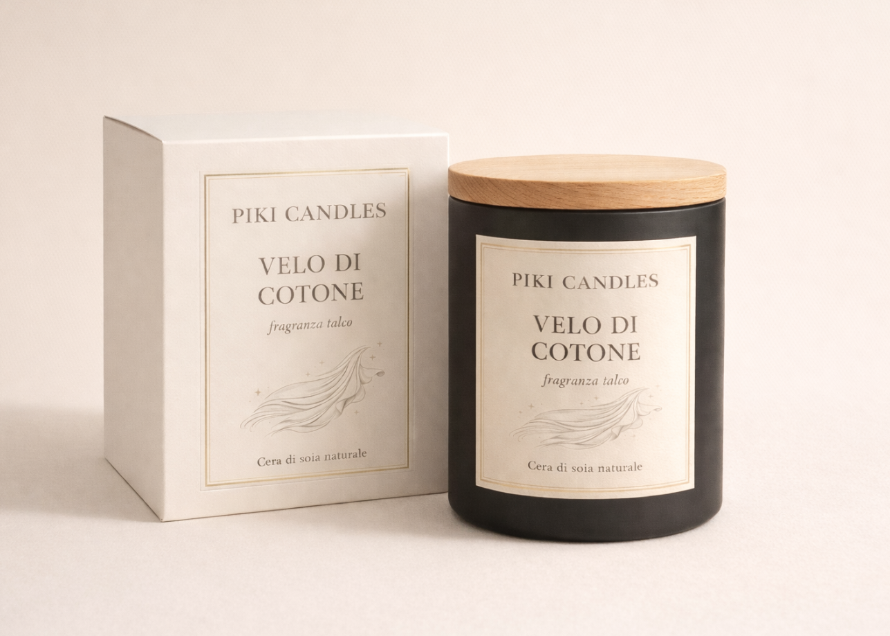 Candela Profumata Talco Small - Candela Artigianale 200g in Cera di Soia