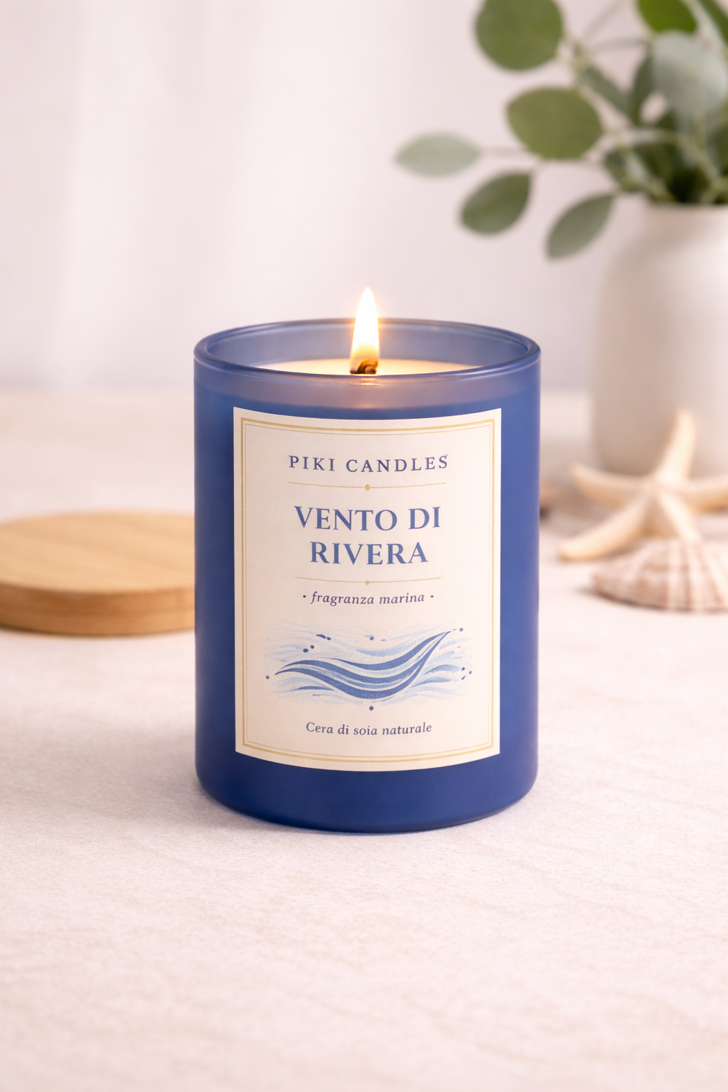 Candela Profumata Brezza Marina 200g | Cera Soia Naturale Stoppino Legno