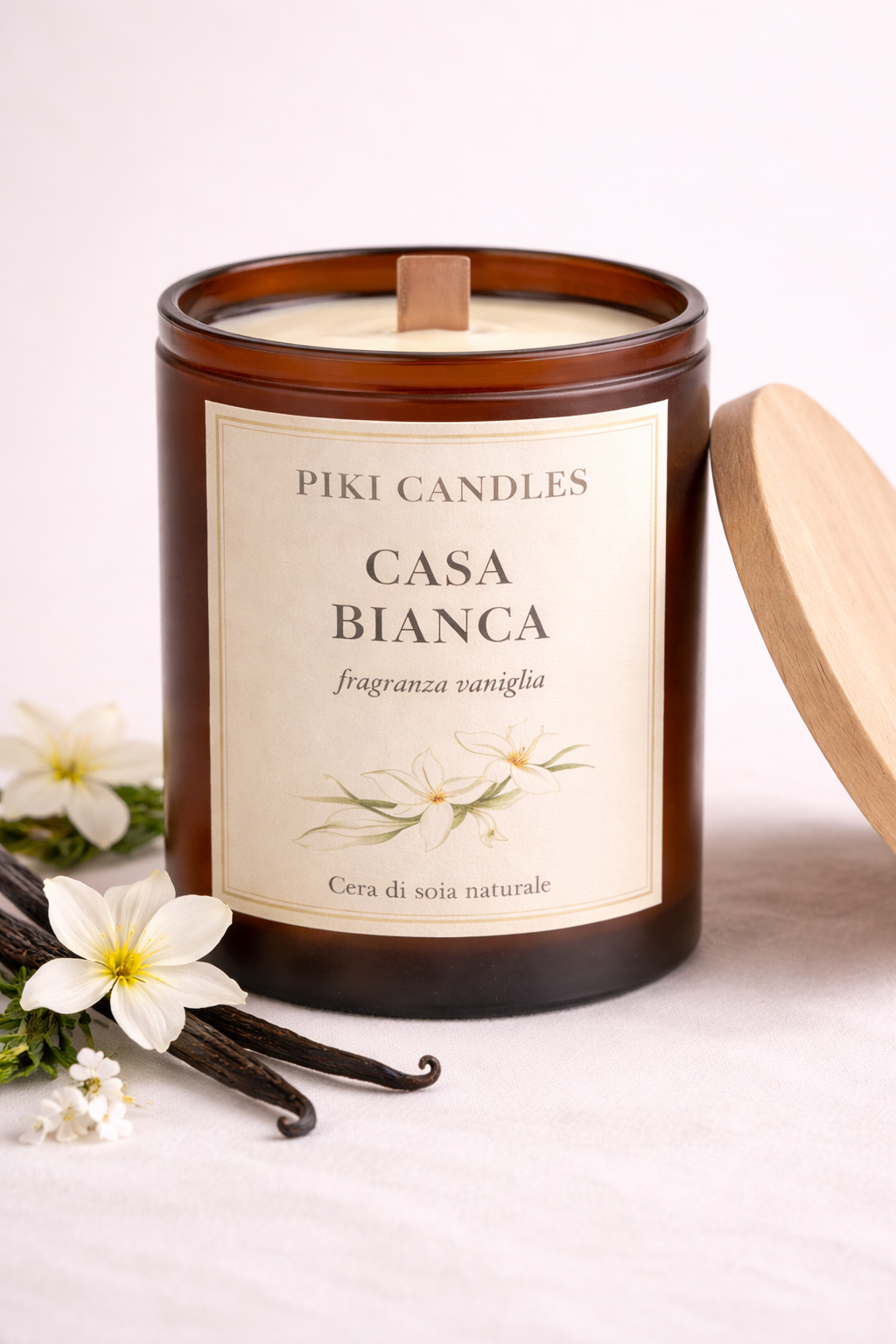 Candela Profumata Vaniglia Small - Candela Artigianale 200g in Cera di Soia