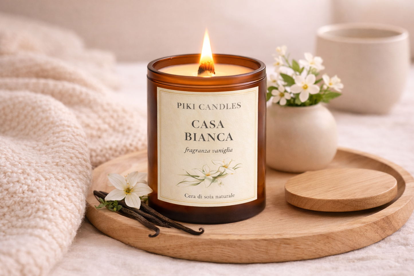 Candela Profumata Vaniglia Small - Candela Artigianale 200g in Cera di Soia